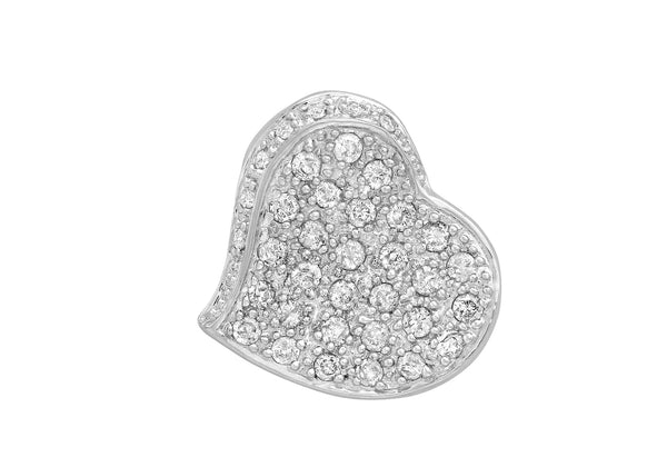 9ct White Gold 0.50ct Pave Set Diamond Heart Slider Pendant