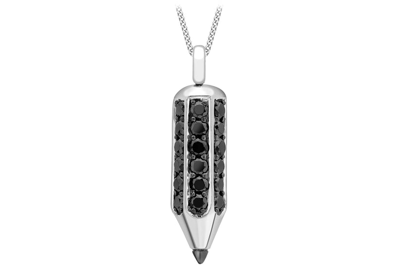 9ct White Gold 1.36t Black Diamond Penil Pendant