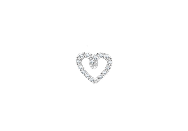 9ct White Gold 0.07t Diamond Heart Slider Pendant