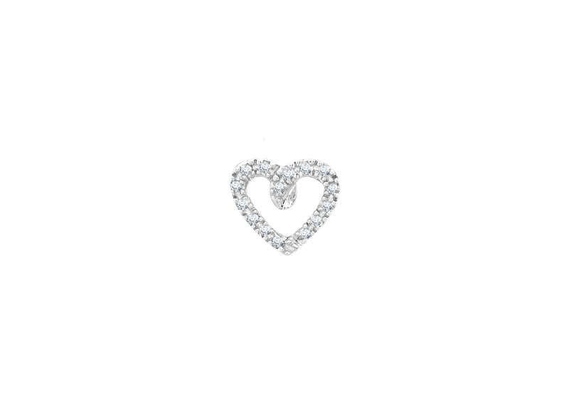 9ct White Gold 0.07t Diamond Heart Slider Pendant