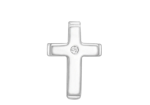 9ct White Gold 0.01t Diamond Cross Pendant