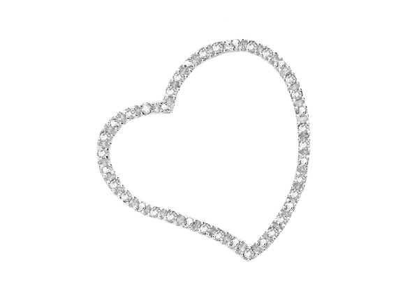 9ct White Gold 0.15t Diamond Heart Slider Pendant