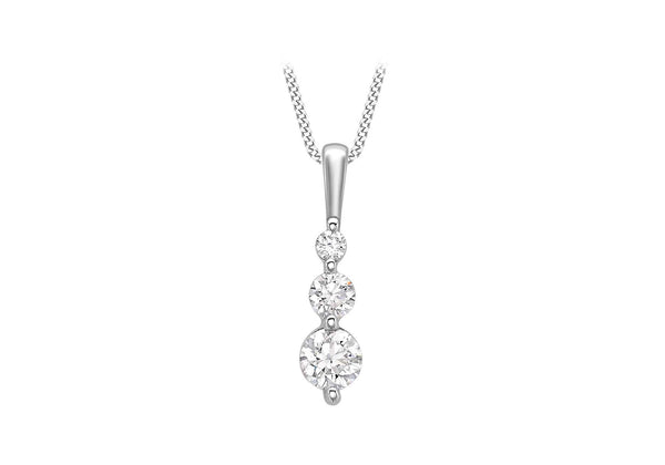 9ct White Gold Zirconia  Trilogy Pendant