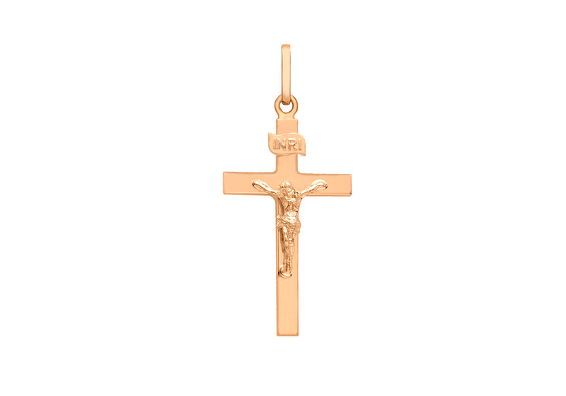 9ct Rose Gold Polished Crucifix  Pendant