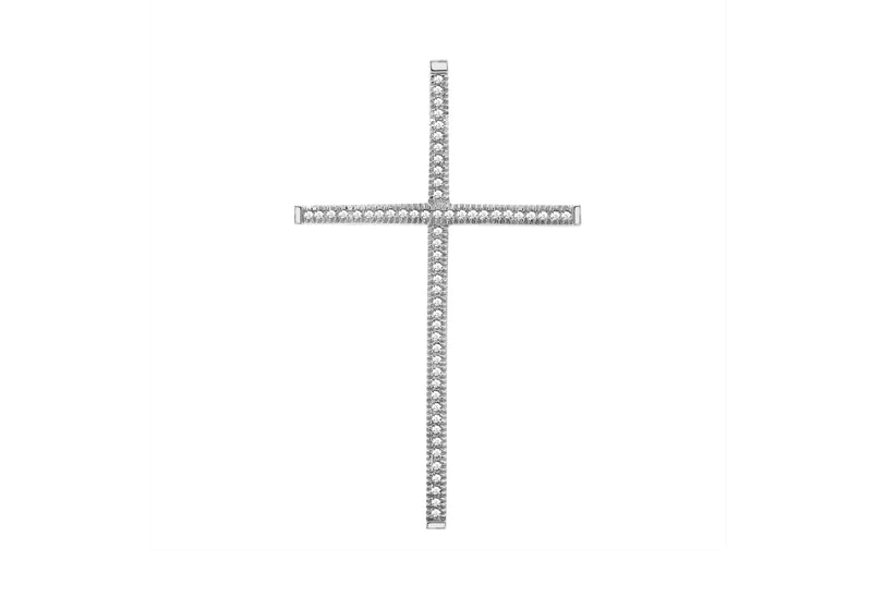 9ct White Gold 0.31t Diamond Cross Slider Pendant