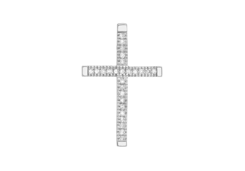 9ct White Gold 0.12t Diamond Cross Slider Pendant