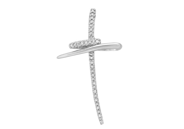 9ct White Gold 0.10ct Diamond Cross Pendant