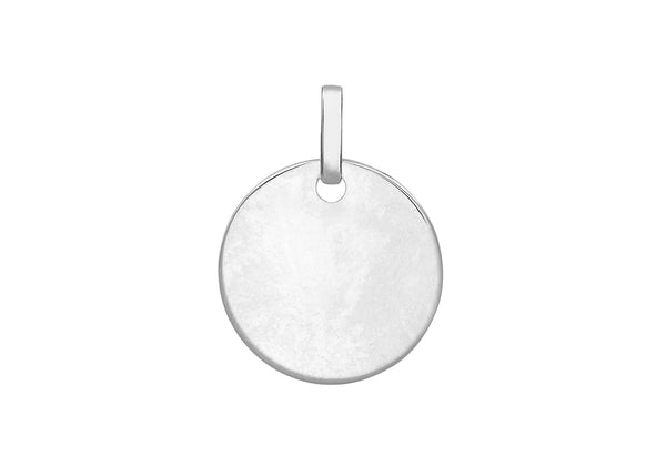 9ct White Gold 14mm Round Disc Pendant