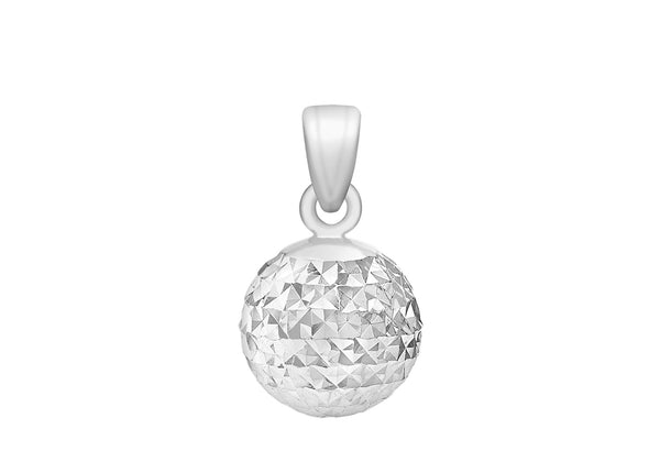 9ct White Gold 8mm Diamond Cut Ball Pendant