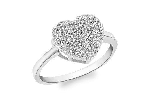 9ct White Gold 0.25t Pave Set Diamond Heart Ring