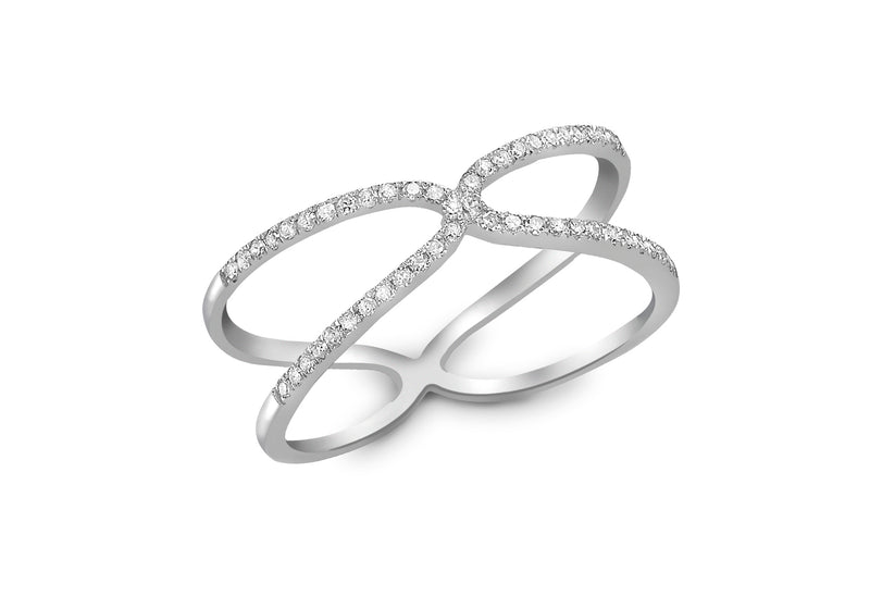 9ct White Gold 0.15t Diamond Crossover Ring