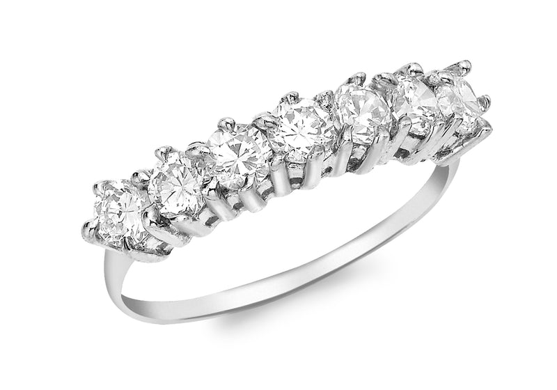 9ct White Gold 7-Zirconia  Eternity Ring