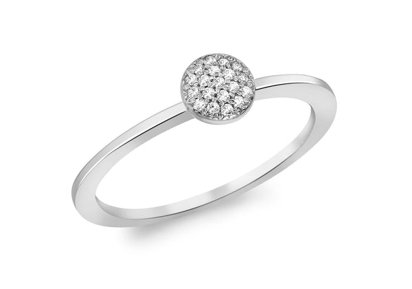 9ct White Gold 0.05t Round Pave Set Diamond Ring