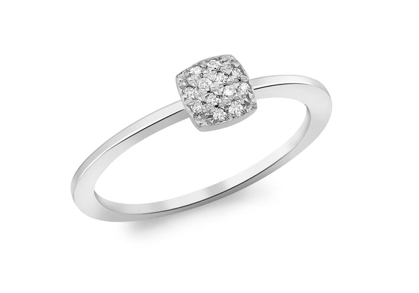 9ct White Gold 0.05t ushion Pave Set Diamond Ring