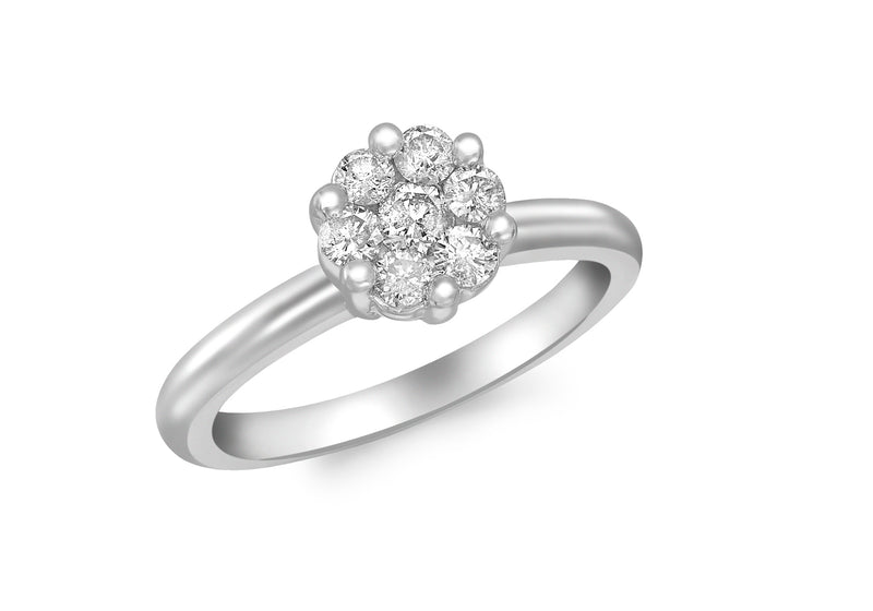 9ct White Gold 0.50ct Diamond Cluster Ring