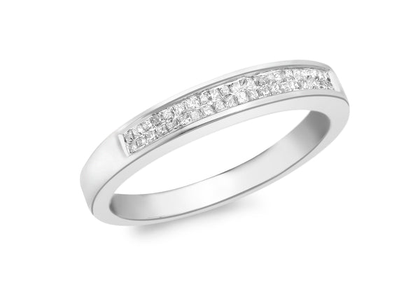 9ct White Gold 0.25t Diamond Double Row Ring