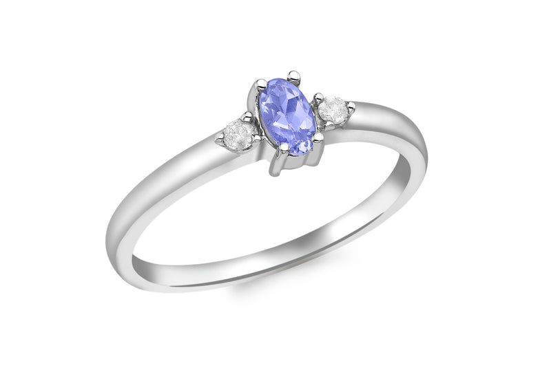 9ct White Gold 0.05t Diamond and Tanzanite Ring