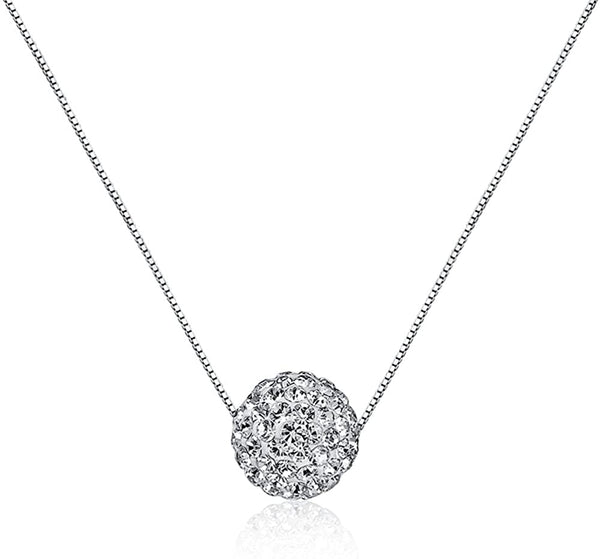 Sterling Silver White Zirconia Ball Slider Pendant