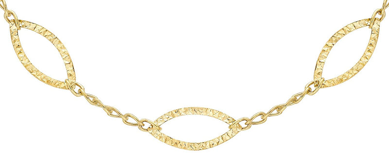 9ct Yellow Gold Diamond Cut Elliptic Link Necklace