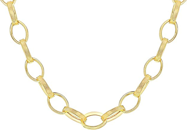 9ct Gold Textured Oval Rings Belcher Chain