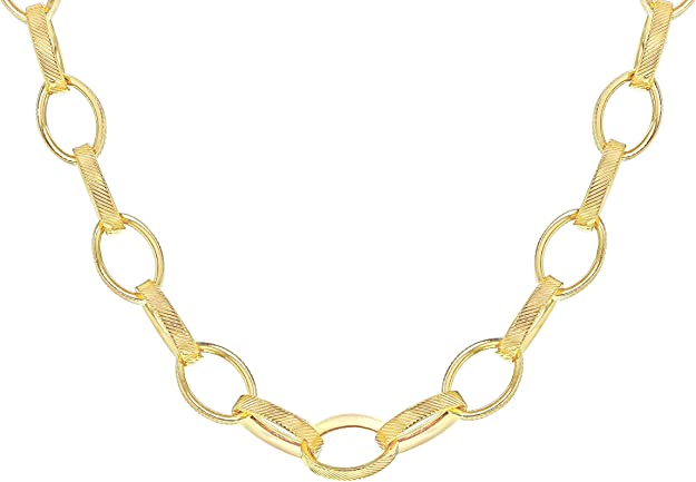 9ct Gold Textured Oval Rings Belcher Chain