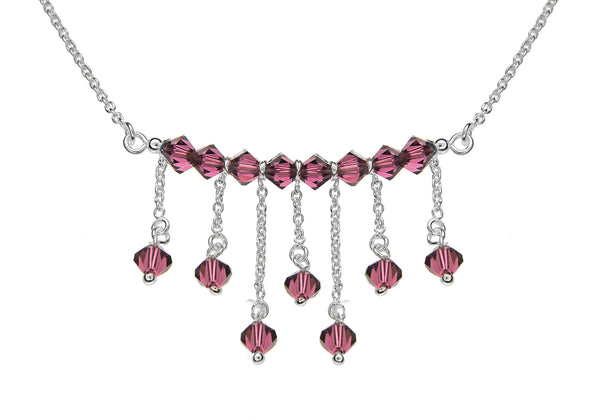 Sterling Silver Lila Crystal Fringe Drop Necklace