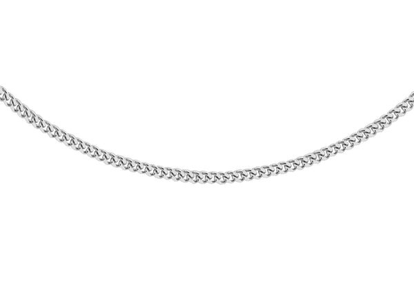 Sterling Silver Rhodium Plated 1.2mm Curb Chain 46m/18"9