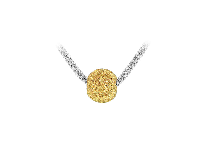 Sterling Silver Gold Plated Textured Ball Poporn Chain Necklace  46m/18"9