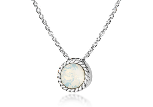 Sterling Silver Opal October Birthstone Necklace