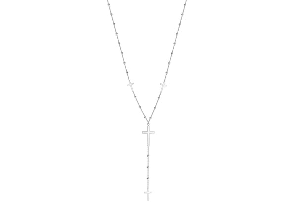 Sterling Silver Cross and Ball Y-Shaped Necklace  63.5m/25"9