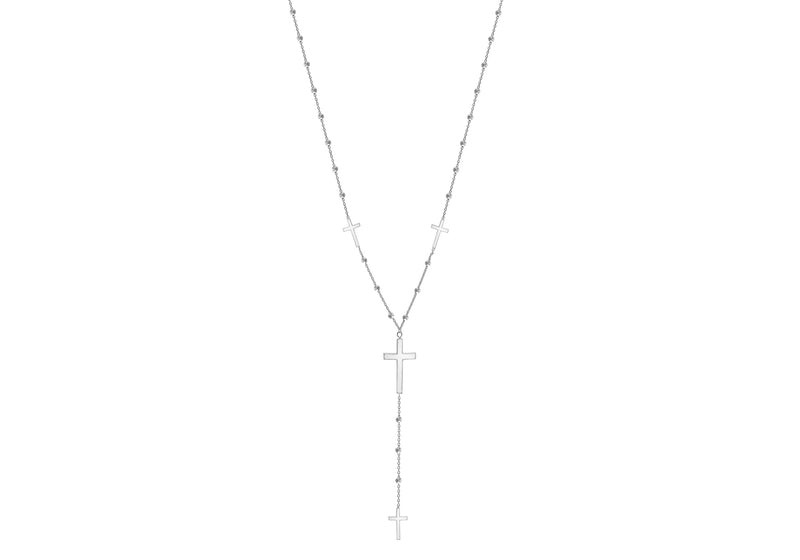 Sterling Silver Cross and Ball Y-Shaped Necklace  63.5m/25"9