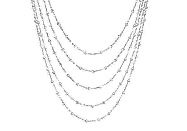 Sterling Silver Graduated Trace and Ball Chain Necklace  38m/15"9