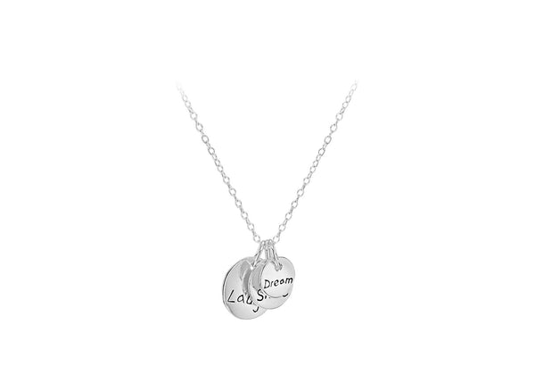 Sterling Silver 'Laugh', 'Smile', 'Dream' Tripple Disc Necklace  46m/18"9