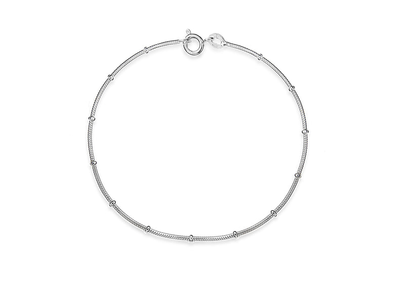 Sterling Silver Ball and Snake Chain Bracelet 18m/7"9