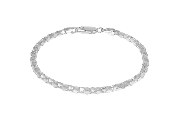 Sterling Silver Round Mirror Chain Bracelet 19m/7.5"9