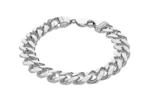 Sterling Silver 11.5mm Flat Curb Bracelet 21.5m/8.5"9