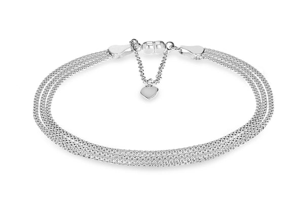 Sterling Silver 3-Strand Poporn Chain Magnetic  Bracelet 19m/7.5"9