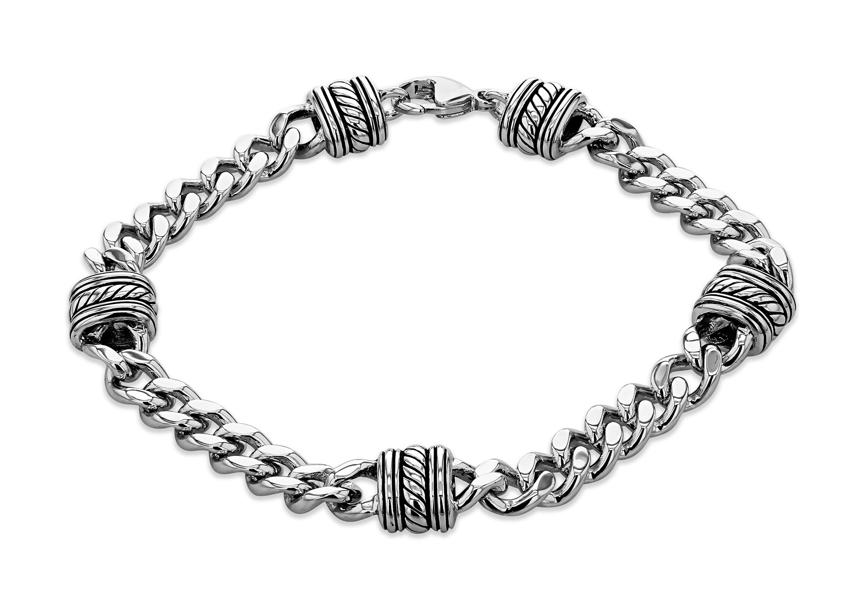 Sterling Silver Rhodium Aztec Curb Bracelet – Harper Kendall