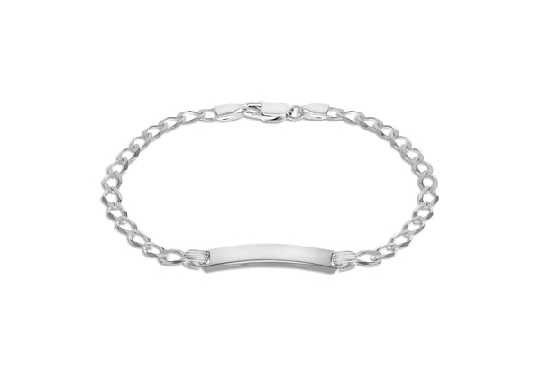 Sterling Silver 6.2mm x 23.6mm ID 4mm Flat Curb Bracelet 18m/7"9