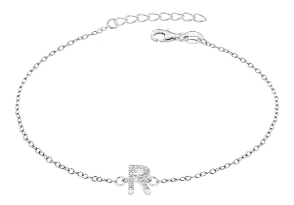 Sterling Silver, Rhodium Plated, Initial 'R' Bracelet - Product Code -  8.29.3142