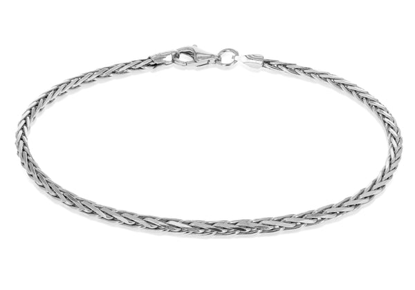 Sterling Silver Rhodium Plated 2.2mm Diamond Cut Spiga Bracelet 18m/7"9