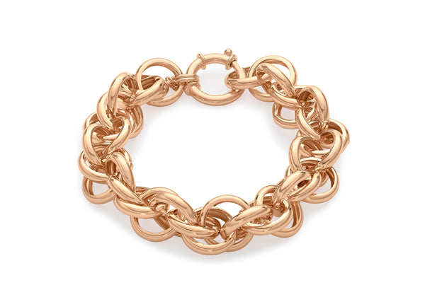 Sterling Silver Rose Gold Plated 15mm 'Prince of Wales' Chain Bracelet 20m/8"9