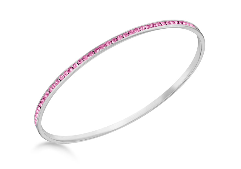 Sterling Silver Pink Crystal Bangle