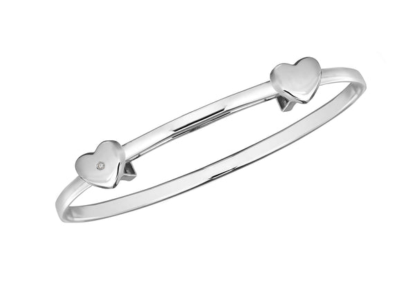 Sterling Silver 'Jo' Double-Heart Bangle