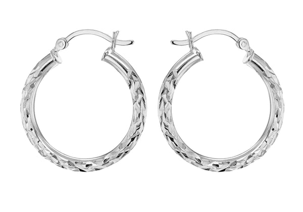 Sterling Silver 25mm Diamond Cut Creole Earrings