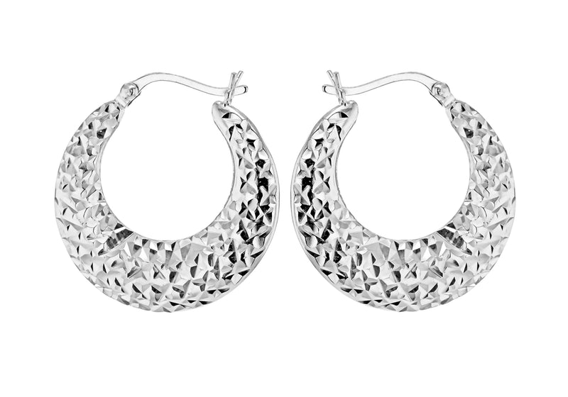 Sterling Silver 26mm x 27mm FacetedCreole Earrings