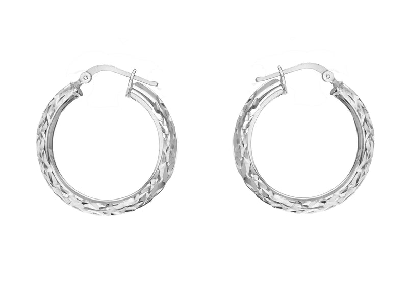 Sterling Silver 28mm Diamond Cut Creole Earrings