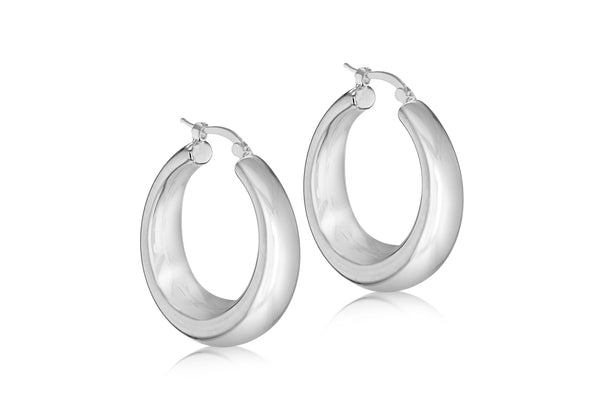 Sterling Silver 30mm Graduated Eletroform Creole Earrings