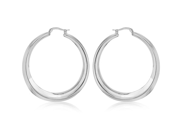 Sterling Silver 50mm Graduated Eletroform Creole Earrings