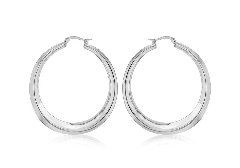 Sterling Silver 50mm Graduated Eletroform Creole Earrings